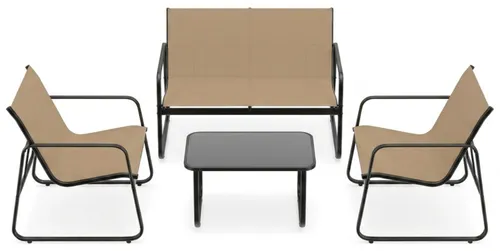 KOMFOTTEU Garten-Lounge-Set für 4 Personen – 4-teiliges Bistro-Set mit Tisch, Sofa und Stühlen