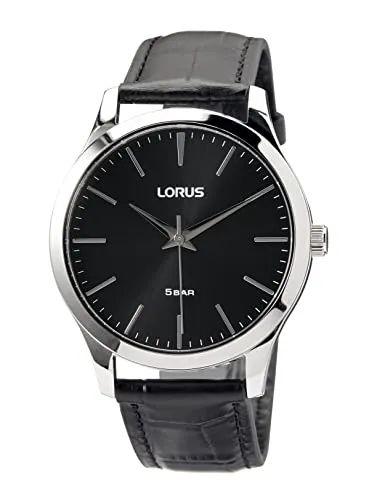 Lorus Herren-Uhr RRX71HX9 - Elegante Quarz-Uhr mit Lederband - Armbanduhren für Herren: Robustes Edelstahlgehäuse und komfortables Lederarmband, wasserdicht bis 5 BAR für Alltagstauglichkeit.