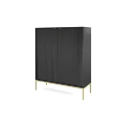 Highboard Vellore, schwarz in gold von Selsey