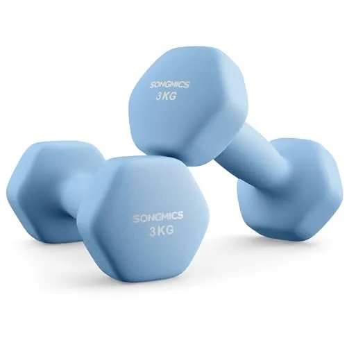 SONGMICS Hanteln, 2 x 3 kg, Hexagon Kurzhanteln, Neopren-Beschichtung