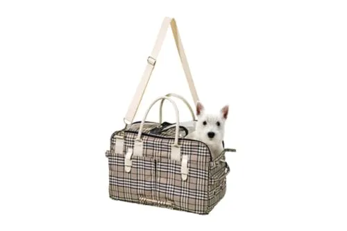 Karlie Tragetasche English Style - Komfortable Hundebox für unterwegs - Hundebox mit verstärkten Löchern für optimale Luftzufuhr, schmutzabweisend und bis 10 kg belastbar. Ideal für Reisen mit Ihrem Haustier.