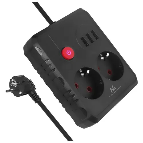 Maclean Steckdosenleiste, Verlängerungskabel 2 Steckdosen + 3xUSB, 5902211141709