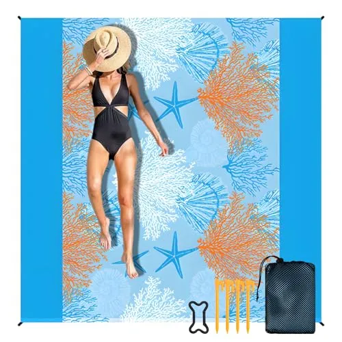 WEFHEF XXL Stranddecke 200x200cm – Sandfrei und leicht