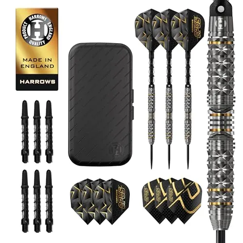Harrows Opus Darts-Set I Professionelle Dartpfeile mit 90% Wolframstahlspitze, ALLE Gewichte Pro Darts I Riesiges 16-teiliges Set mit Carbon-ST-Schäften, Opus-Flights (25g)