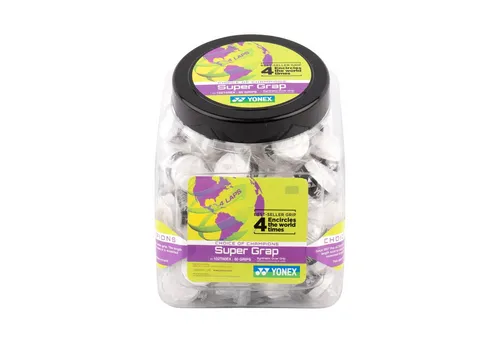 Yonex Super Grap Weiß - Tennisovergrip 60er Pack - Tennis-Zubehör mit hervorragendem Griffkomfort und Rutschfestigkeit, ideal für Profis und Hobbyspieler.
