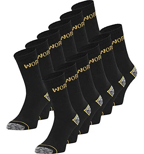 Ladeheid 6er 12er Pack Arbeitssocken AT001 (Schwarz (12 Pack), 39-42)