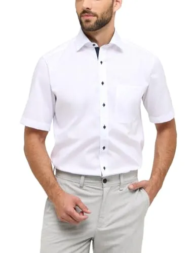 ETERNA Comfort Fit Hemd Halbarm Oxford weiß Größe 40 - Herrenhemden aus 100% bügelfreier Baumwolle, ideal für einen gepflegten Look ohne Aufwand. Mit New Kent Kragen und komfortablem Schnitt für höchsten Tragekomfort.