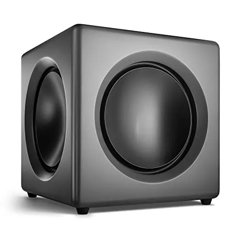 Wavemaster 66400 Fusion - Aktiver Subwoofer mit 125 Watt, kraftvoller Klang und automatische Aktivierung für 2.0 Lautsprechersysteme, Stone Grau