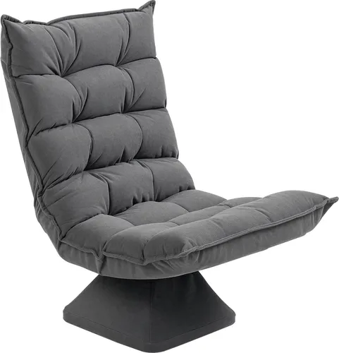 HOMCOM Bodenstuhl Bodensofa mit Verstellbarer Rückenlehne - Stylischer Sessel für Wohnzimmer und Büro, mit 360° drehbarem Metallrahmen und verstellbarer Rückenlehne für individuellen Komfort.
