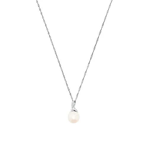 Amor Kette mit Anhänger aus 925 Sterling Silber - Elegante Damenkette aus 925 Sterling Silber, verziert mit Zirkonia und einer Süßwasserzuchtperle, ideal für besondere Anlässe, kommt in einer Schmuck Geschenk Box.