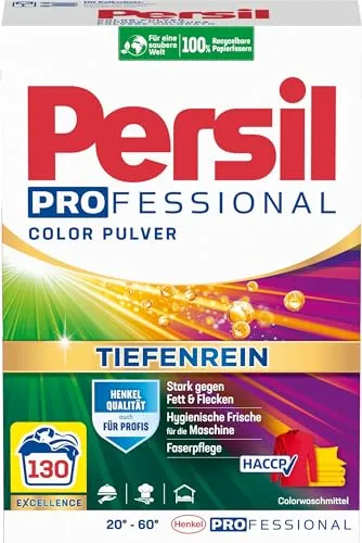 Persil Color Pulver Tiefenrein Waschmittel (130 Waschladungen) - Waschmittel für strahlend reine und hygienisch frische Wäsche, effektive Fleckentfernung bei 20 °C bis 60 °C – umweltfreundlich und energieeffizient.
