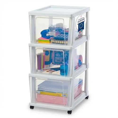 Iris Ohyama Rollcontainer KMC-303, 3 Schubladen, Weiß, BPA-frei