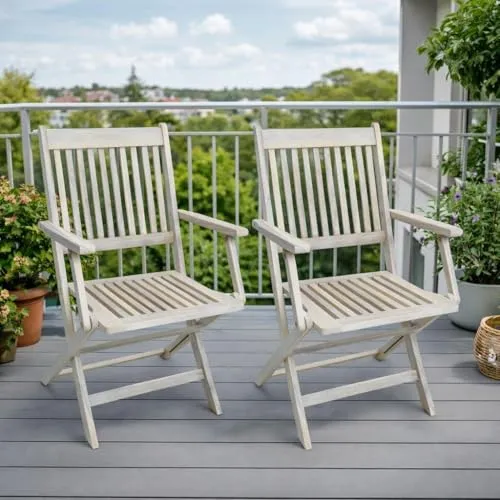 ESTEXO Klappstuhl 2er Set aus Akazienholz - Hochwertige Klappstühle aus robustem Akazienholz, ideal für Garten und Balkon. Genießen Sie hohen Sitzkomfort dank Rückenlehne und Armlehnen. Witterungsbeständig und langlebig für lange Freude.