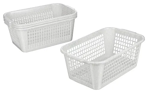 Kigima Aufbewahrungskorb 35x24x14,5cm 9L 4er Set – Allzweckkorb aus robustem Plastik (BPA-frei) – Aufbewahrungsbox für Küche & Bad – Haushaltskorb zur Aufbewahrung – Korb für Aufbewahrung – Granit