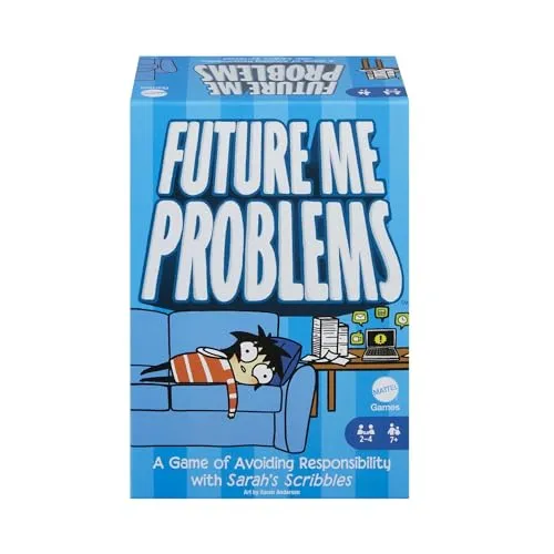 Matttel Games, Sarah’s Scribbles Spiel, Future Me Problems-Kartenspiel enthält 2 Kartendecks, für 24 Spieler, Familien- und Spieleabend, Deutsche Version, HPH10