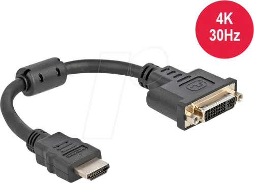 DELOCK 65206 - HDMI Stecker zu DVI 24+5 Buchse 4K 30 Hz, 20 cm