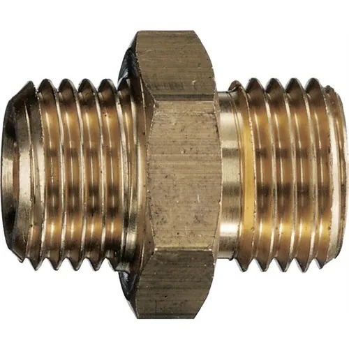 ewo Doppelnippel kurz G 1/4 x G 1/4, Messing mit Konus 45 Grad SW14, Länge: 22mm