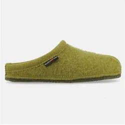 Haflinger Alaska Hausschuh Pantoffel aus gewalkter Wolle Hausschuh grün 45
