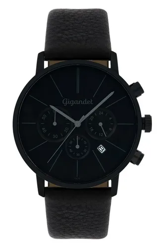 Gigandet Minimalism Herren-Chronograph G32-004 - Armbanduhr für Herren im eleganten Business-Look mit echtem Kalbslederarmband und massivem Edelstahlgehäuse. Stoppuhr und Datumsanzeige für praktische Nutzung.