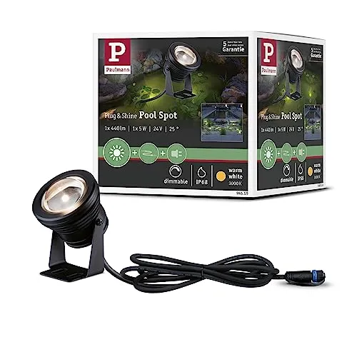 Paulmann Outd P&S Pool Spot IP68 3000K 94559 - Wasserresistente Teichleuchte für beeindruckende Lichteffekte unter Wasser, ideal für Teiche und Brunnen. Schwenkbar und einfach zu installieren, perfekt für individuelle Lichtgestaltungen im Außenbereich.