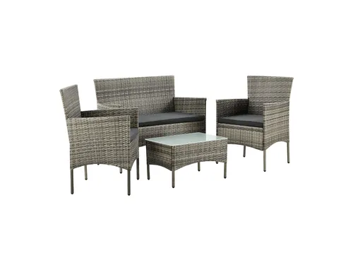 Juskys Polyrattan Sitzgruppe Fort Myers für 4 Personen - Möbelset für Garten, Balkon oder Terrasse: Wetterfest und pflegeleicht mit bequem gepolsterten Auflagen für hohen Sitzkomfort. Inklusive Tisch mit Sicherheitsglas für Drinks und Snacks.