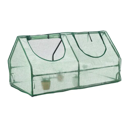 relaxdays Frühbeet Folienfrühbeet PE - 120 cm x 60 cm x 60 cm, mit 2 Fenstern für optimales Pflanzenwachstum