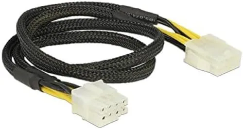 DeLOCK 83653 – Kabel (EPS 8-Pins), EPS (8-Pins), männlich/weiblich, rechts, rechts, schwarz, gelb.