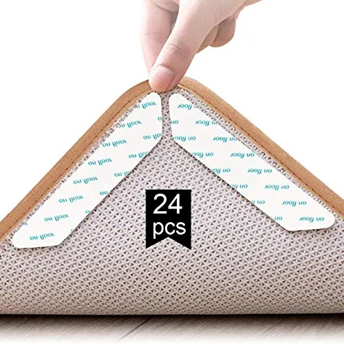 Produktbild Adispotg Teppichgreifer Antirutschmatte, 24 Stück doppelseitige Anti-Curling Rug Gripper, waschbarer und wiederverwendbarer, Rutschfester Teppichgriff für Hartholzböden, Teppiche und Matten