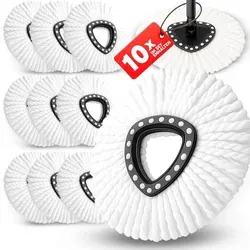 10er Set Ersatz-Moppköpfe, Mikrofaser-Wischmopp Kompatibel mit Vileda Easy Wring & Clean TURBO und UltraSpin zum Reinigen von Fußböden, Retoo