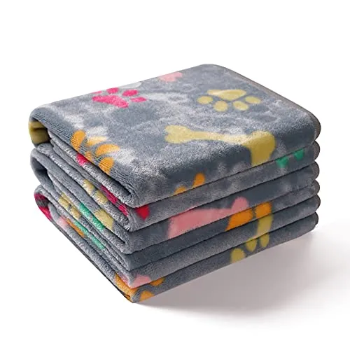 luciphia Hundedecke Katzendecken Waschbar Flauschig, 1 Pack 3 Decken Super Weich Fluffy, Kuscheldecke Fleece Haustier Decken für Hunde Katzen, Kann für Sofas, Autos, Betten, Grau Knochen 76 * 104cm