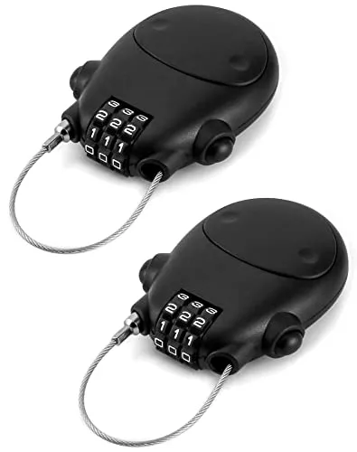 QWORK 2 Stücke Kabelschloss, mit 3 Zahlenscheiben, 77cm Stahlseil, für Fahrräder, Motorrädern, Gepäck usw