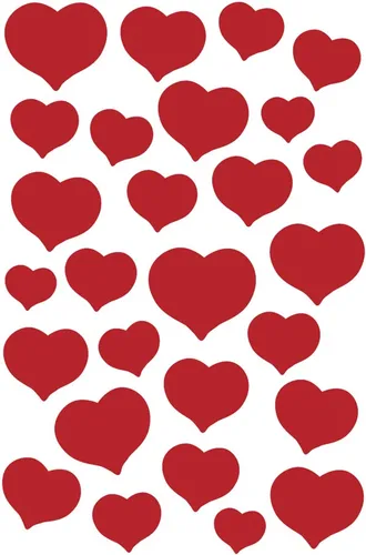 HERMA 3254 Aufkleber Herzen Rot klein - 27 Stück 3D Herz Sticker, selbstklebend für kreative Dekoration und Geschenke zu Valentinstag, Hochzeit und Geburtstag
