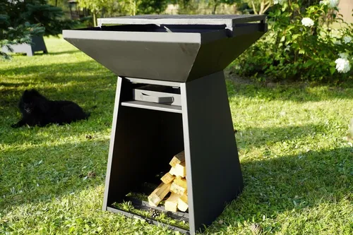 Gartenkamin Gartenofen Terrassenofen Feuerstelle mit Grillrost BBQ Stahl Outdoor