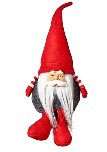 Dekoleidenschaft Kantensitzer Wichtel 25 cm hoch aus Terrakotta & Textil, Kantenhocker, Weihnachtsdeko, Dekofigur sitzend, Weihnachtswichtel, Weihnachtsfigur