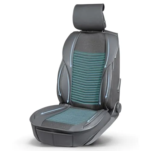 Walser Premium Sitzauflage Max - Ergonomische Sitzauflage für optimalen Komfort beim Autofahren, mit 6mm Schaumstoffpolsterung und temperaturausgleichenden Buchweizenschalen, passend für 95% der Fahrzeugsitze.