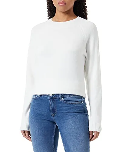 Vero Moda Rundhalspullover Doffy - Weiß L (40) - Pullover aus 94% recyceltem Polyester, pflegeleicht und in lockerer Passform. Ideal für nachhaltige Mode-Liebhaber.