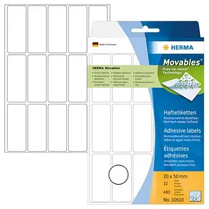 HERMA Movables Etiketten 10610 weiß 20,0 x 50,0 mm, 360 Etiketten