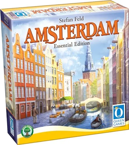 Queen Games Spiel Amsterdam - Essential Edition - Gesellschaftsspiel für 1 bis 4 Spieler, Spieldauer 60-90 Minuten, ideal für spannende Spielabende, Made in Europe.