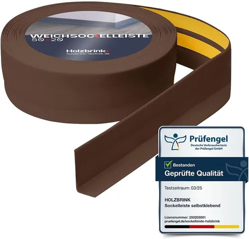HOLZBRINK Sockelleiste HOLZBRINK selbstklebend PVC 50x20mm, 1 m, L: 100 cm, 1m Rolle, Küchenleiste Abschlussleiste für Badezimmer Farbe: Schokolade