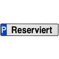 Parkplatz Reservierungsschild Reserviert 11 cm x 52 cm Aluminuim weiß