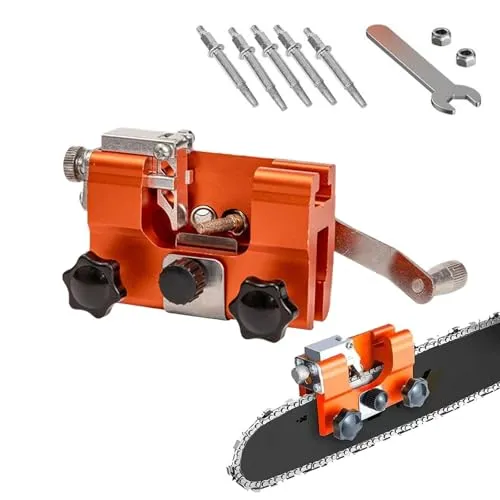 nordslip schärfgerät,Klampero Kettenschärfer,profisaw Das Original Universal Kettenschärfer,tragbar Kettensäge Schärfgerät Set Präziser Universal,Tragbarer Handkurbel-Schärfer Mit 5 Schärfköpfen(A)