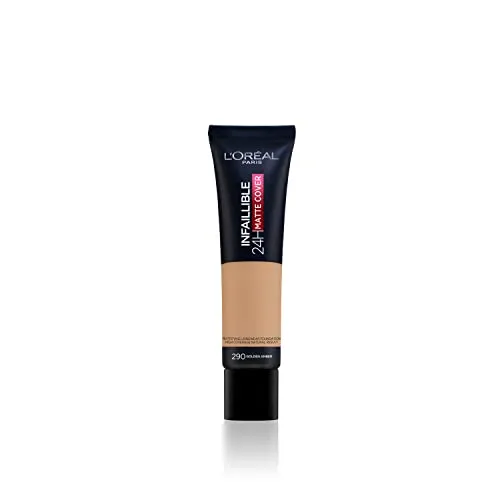L'Oréal Paris LOréal Paris Infalible 24H Matte Cover Base De Maquillaje Alta Cobertura Mate Piel Clara Subtono Neutro 290 Ambre Doré 30Ml