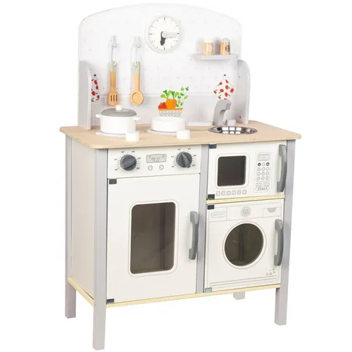 4iQ Spielküche Speilzeug Küche aus Holz für Kinder LittleKiddoPlay 60x39,7x78 cm