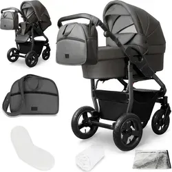 Bergsteiger Kombi-Kinderwagen Capri 3in1 - Komplettset 10-tlg - Der leichte Kombikinderwagen Capri von Bergsteiger bietet ein 3in1-System für Komfort vom ersten Tag bis zur Kindergartenzeit. Mit höhenverstellbarem Griff, wendigen Schwenkrädern und umfangreichem Zubehör ist er ideal für aktive Familien.