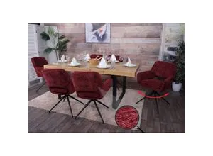 6er-Set Esszimmerstuhl MCW-N74, drehbar & hochwertig in rot von MCW