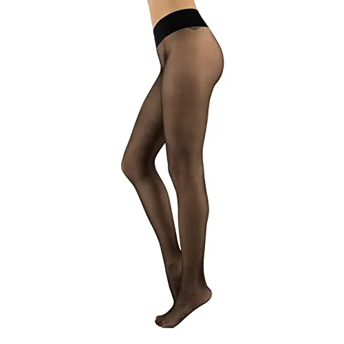 CALZITALY Trasparente Strumpfhose, Nahtlose Strumpfhose, gepunktet Strumpfhosen Damen, S, M, L, XL, XXL, Schwarz, Blau, Hautfarbe, Sun, Tan, 15 DEN, Made in Italy (XXL, Schwarz)