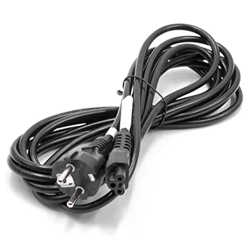 vhbw Netzkabel Kabel für Kaltgeräte Stromkabel Schutzkontaktstecker C5 Micky Mouse Kleeblatt Buchse 5m für PC Monitor Computer Drucker usw.
