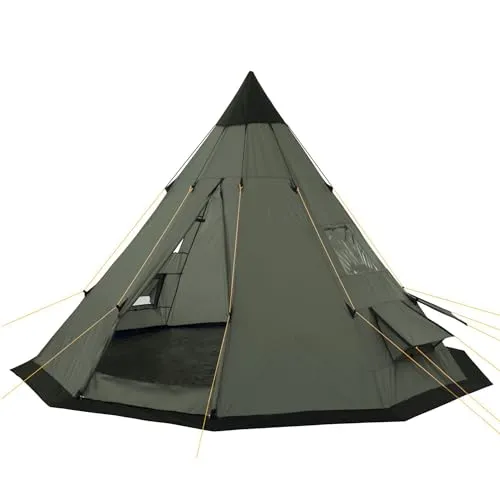 CampFeuer Tipi Zelt Spirit für 4 Personen - Olivgrün - Firstzelt für 4 Personen mit 3000 mm Wassersäule, ideal für jedes Wetter und einfach zu transportieren, perfekt für Camping und Wandern.