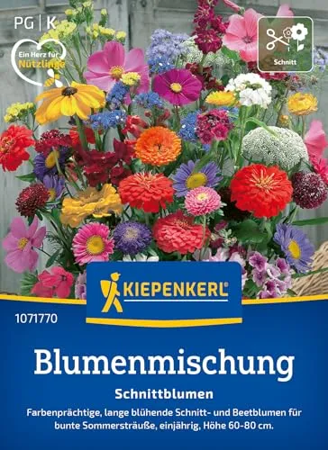 Kiepenkerl Blumensamen-Mischung Schnittblumen 1071770 - Farbenfrohe Blumensamen für Schnitt- und Beetblumen - circa 60-80cm hoch - Wildblumensamen, Blumenwiese