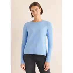 Strickpullover STREET ONE, Damen, Gr. XXL (46), sporty light blau melange, Stoff, 37% Baumwolle, 34% Polyacryl, 26% Polyester, 3% Elasthan, unifarben, comfort fit normal, Rundhals, elastischer Bund, Pullover Strickpullover, mit Strick-Detail